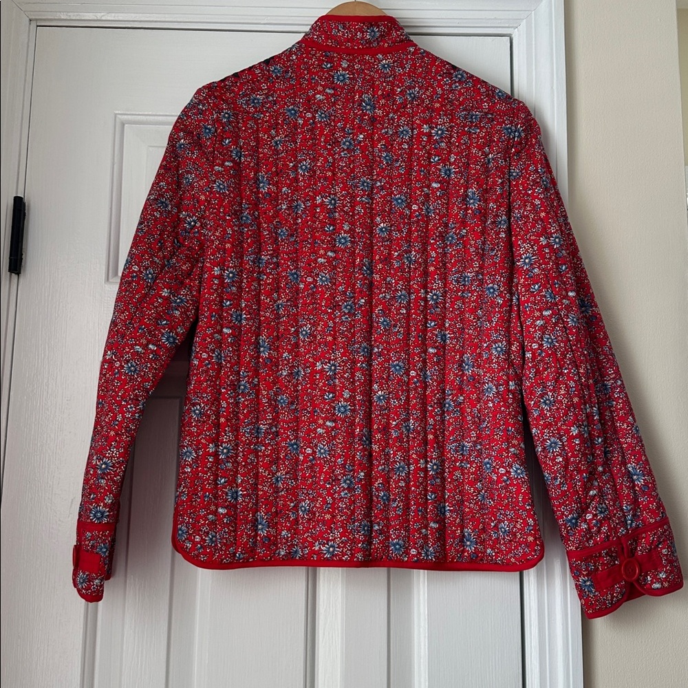 Marc Jacobs Red Floral Quilted Jacket with Black Embroidered Yoke - Picture 8 of 8